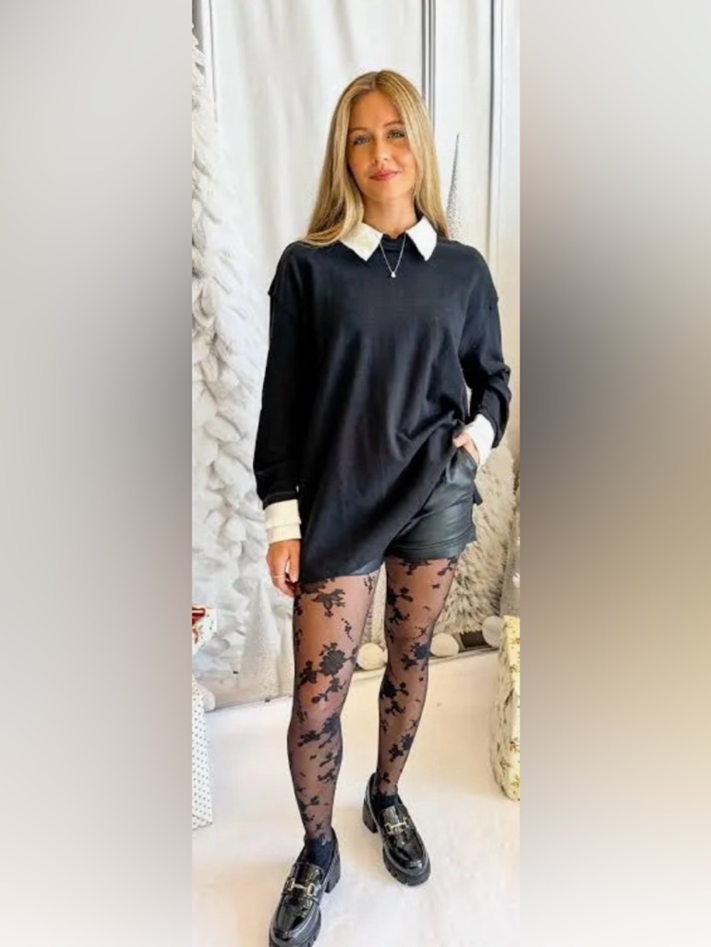 Free People Gianna Twofer in Black Combo Size Medium Retail $148 - Picture 6 of 15